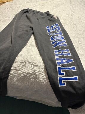 Champion Black Sweatpants with Blue & White 'SCHOOL HALL' Graphic